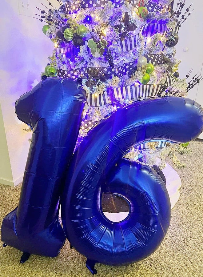 بالونات زرقاء داكنة على شكل الرقم 6، زينة عيد ميلاد سعيد للذكرى السادسة، بالونات مقاس 40 بوصة تحمل الرقم 6، 16، 26، 60، ذكرى زواج 2026، حفلات العزاب، وحفلات رأس السنة الجديدة 2026 - Image 3