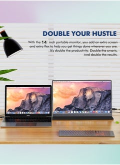 HILUKE 2.5K 60Hz 14'' Portable Gaming Monitor, FreeSync Compatible, 10Bit, HDR, Dual Speakers, HDMI USB-C, PC/PS5/Switch, Built-in Kickstand with Cover, for Home/Office/Esports  - Image 4
