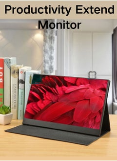 HILUKE 2.5K 60Hz 14'' Portable Gaming Monitor, FreeSync Compatible, 10Bit, HDR, Dual Speakers, HDMI USB-C, PC/PS5/Switch, Built-in Kickstand with Cover, for Home/Office/Esports  - Image 2