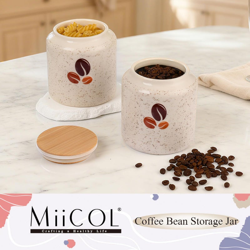 Miicol Ceramic Storage Canister with Airtight Lid, Food Storage Container, Round Coffee Canister, Pantry Organizer, Kitchen Storage Jar for Coffee Bean, Flour, Pasta, Sugar, Spices, Tea, 20 fl.ozâ€Œ - Image 2