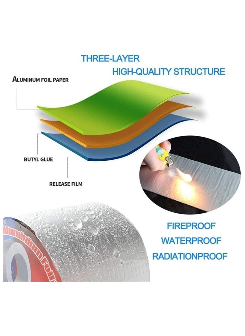 Super Strong Aluminum Foil Butyl Tape 10cm X 5m Super Waterproof Tape Self Adhesive Adhesive Tape Kitchen and Bathroom House Roof Mending Materials for Pipes Patch Holes - Image 4