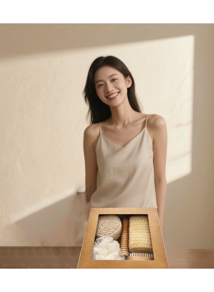 Daytoyz 6-Piece Bath Gift Set,Exfoliating Loofah Sponge, Sisal Soap Bar, Body Brush, Foot File, Massage Stick & Round Bath Brush – Spa & Shower Essentials for Home, Self Care & Relaxation - Image 5