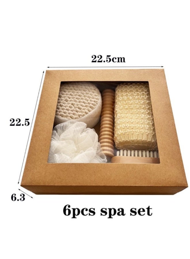Daytoyz 6-Piece Bath Gift Set,Exfoliating Loofah Sponge, Sisal Soap Bar, Body Brush, Foot File, Massage Stick & Round Bath Brush – Spa & Shower Essentials for Home, Self Care & Relaxation - Image 3