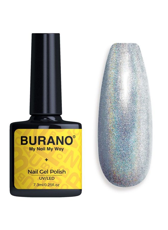 BURANO Holographic Gel Nail Polish Metallic Gel Nail Polish Mirror Effect Silver Glitter Gel Nail Polish Disco Dj Gel Curing Required H1 - Image 1
