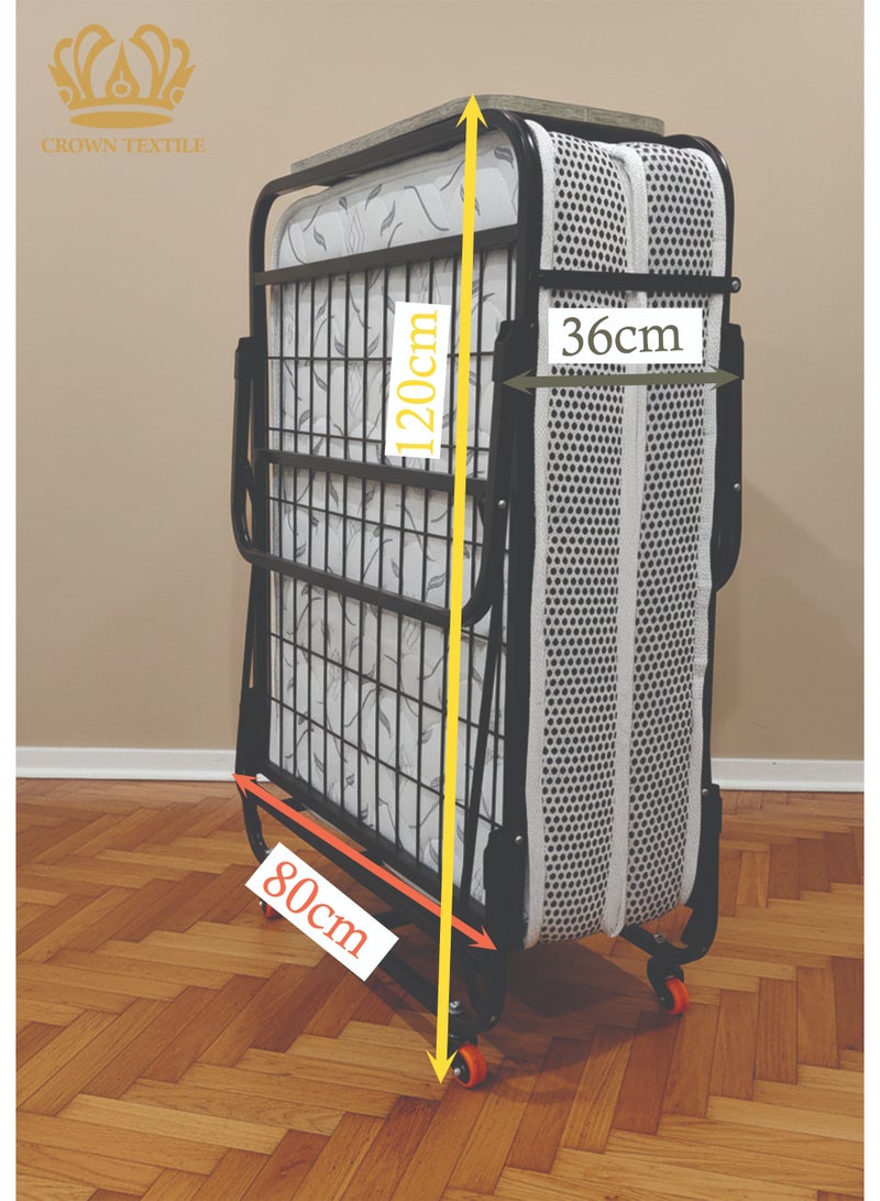 CROWN TEXTILE 80*190cm folding bed with compressed foam mattress, easy to move and store(extra bed) - Image 3