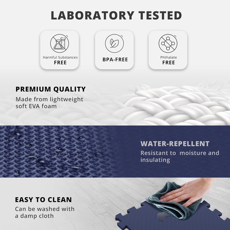 BeMaxx Gym Mats Set - 18 pcs EVA Interlocking Foam Floor Tiles (12.6"x12.6"x0.4") 18sqft Protective Gym Flooring Sports Home Workout Exercise Mats Puzzle Garage Fitness Play-Room Garage Pool Treadmill - Image 3