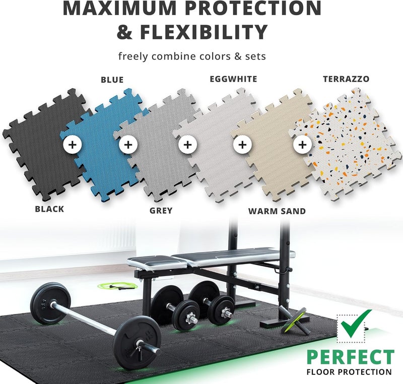BeMaxx Gym Mats Set - 18 pcs EVA Interlocking Foam Floor Tiles (12.6"x12.6"x0.4") 18sqft Protective Gym Flooring Sports Home Workout Exercise Mats Puzzle Garage Fitness Play-Room Garage Pool Treadmill - Image 4