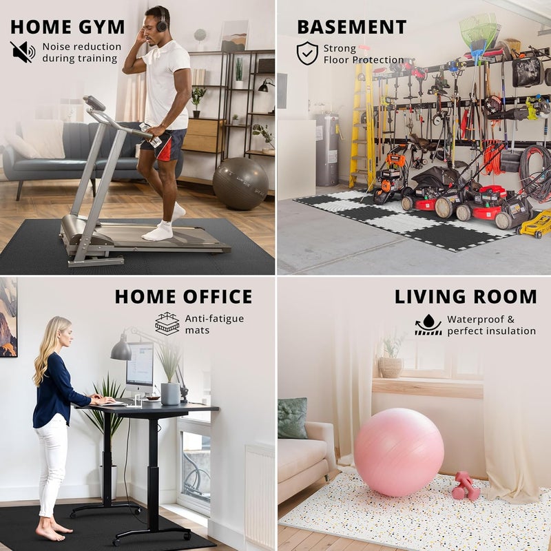 BeMaxx Gym Mats Set - 18 pcs EVA Interlocking Foam Floor Tiles (12.6"x12.6"x0.4") 18sqft Protective Gym Flooring Sports Home Workout Exercise Mats Puzzle Garage Fitness Play-Room Garage Pool Treadmill - Image 5