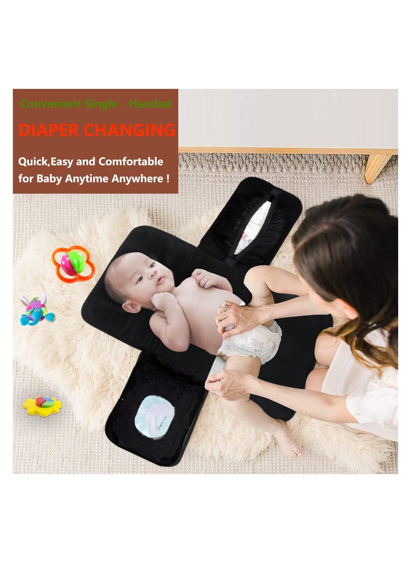 SYOSI - Portable Changing Mat, Baby Travel Changing Mat, Foldable Waterproof Diaper Nappy Pad with Storage Pockets, Lightweight Changing Pad with Memory Foam Headrest, Multifunctional Baby Changing Table - Image 1