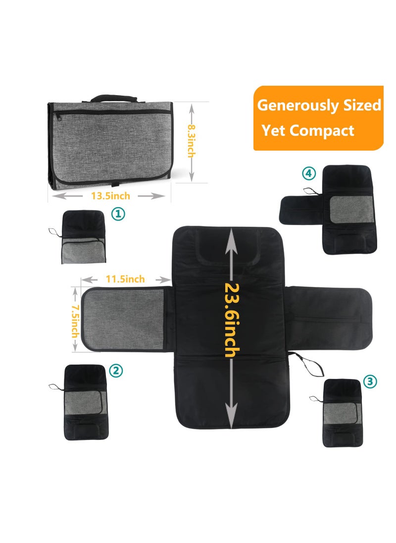 SYOSI - Portable Changing Mat, Baby Travel Changing Mat, Foldable Waterproof Diaper Nappy Pad with Storage Pockets, Lightweight Changing Pad with Memory Foam Headrest, Multifunctional Baby Changing Table - Image 1