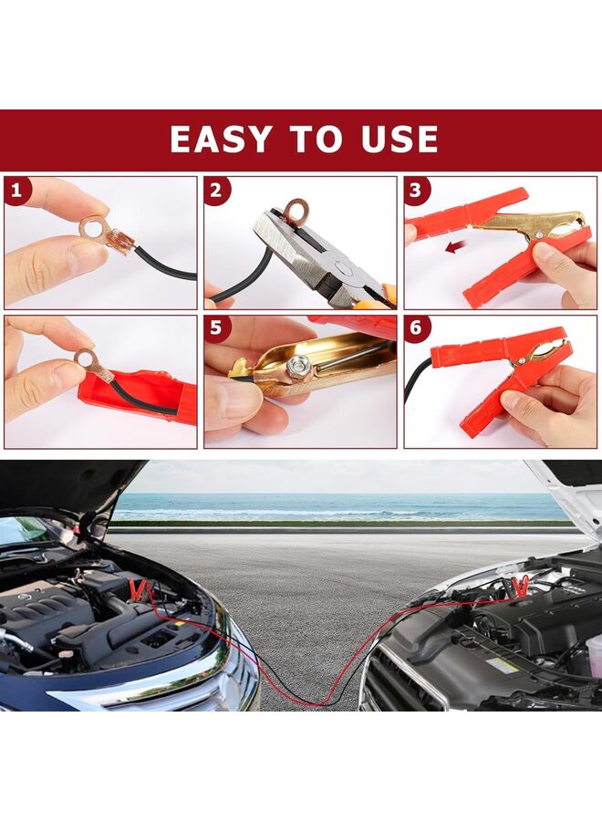 Jump Lead Clamps 500A Pure Copper Car Battery Charger Clamps 2PCS Power Replacement Battery Alligator Clips Jumper Cable Clamps Welder Clips for Car Automotive Vehicle Boat - Image 2