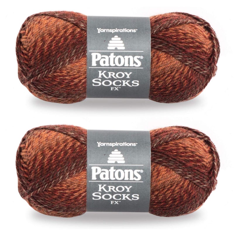 Patons Yarn KMusculo Patons Kroy Socks FX Yarn 2Pack Copper Colors