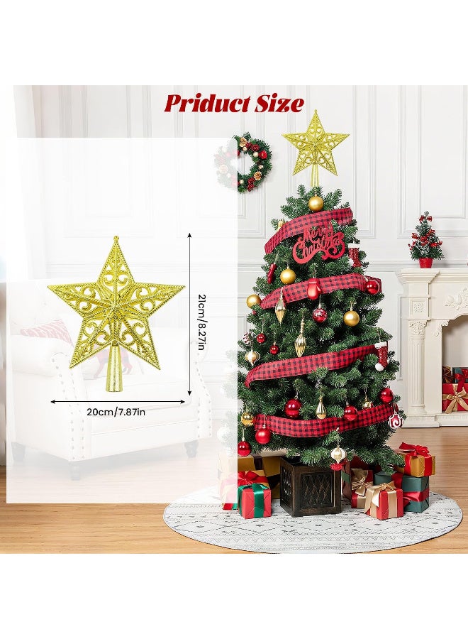 AUTOYSUR زينة شجرة عيد الميلاد، نجمة ذهبية مجوفة بطول ٨ بوصات لتزيين شجرة عيد الميلاد (ذهبي) - Image 2