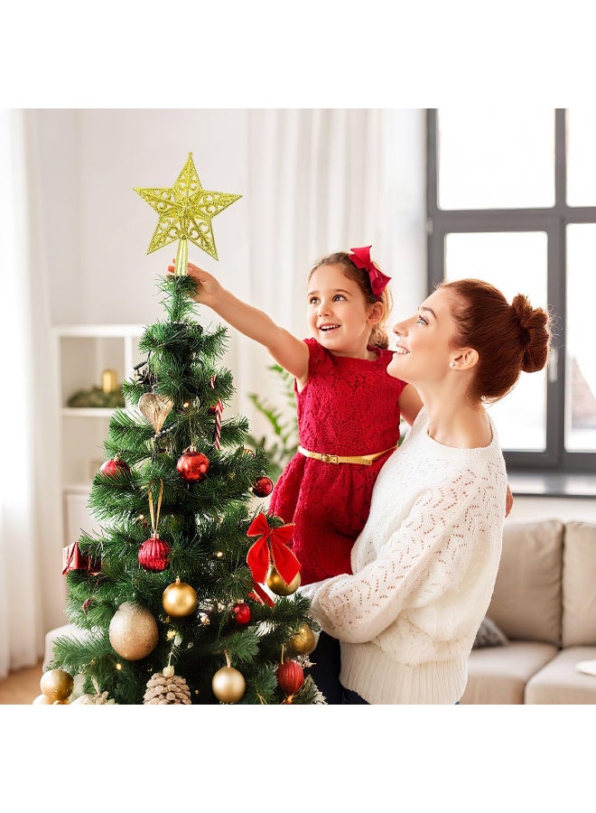 AUTOYSUR زينة شجرة عيد الميلاد، نجمة ذهبية مجوفة بطول ٨ بوصات لتزيين شجرة عيد الميلاد (ذهبي) - Image 4