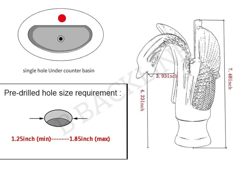 B Backline Brass Basin Mixer Tap Hot Cold | Wash Basin Mixer Faucet | Pillar tap for wash Basin | Tap for Bathroom Livingroom & Bathroom (Antique Tap Short) - Image 3