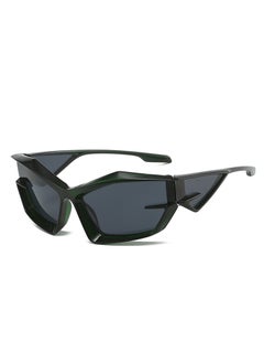 Generic 2022 Cross-border Personalized New Cats Eye Sunglasses European and American Fashion Street Hip Hop Shaped Glasses Fashion Sunglasses Green frame Gray 