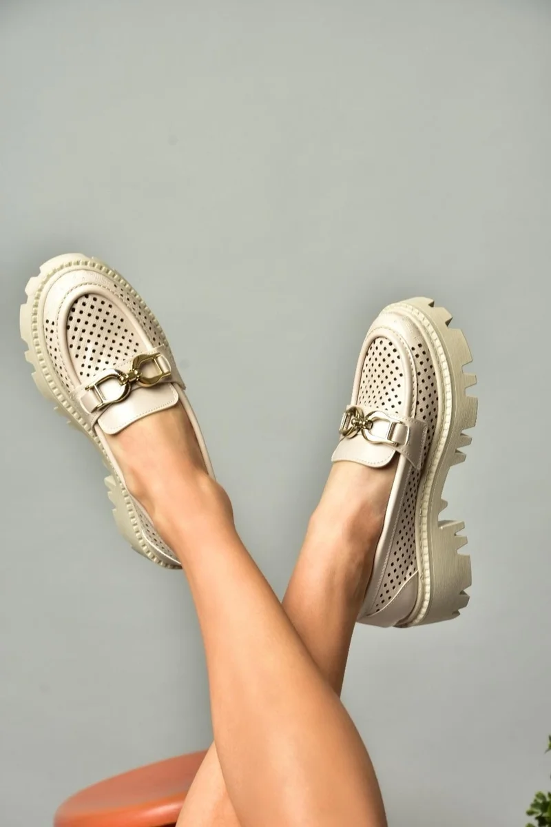 Fox Shoes S250242609 Beige Thick-Sole Women's Shoes