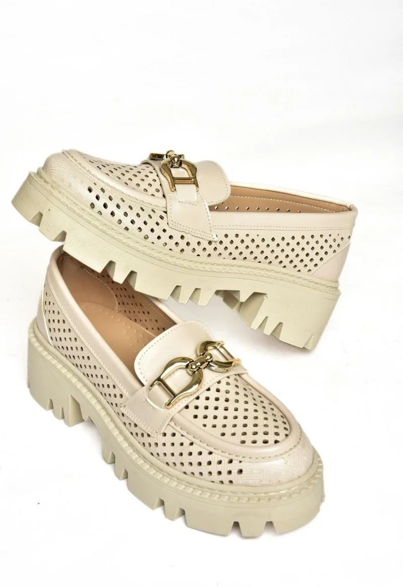 Fox Shoes S250242609 Beige Thick-Sole Women's Shoes