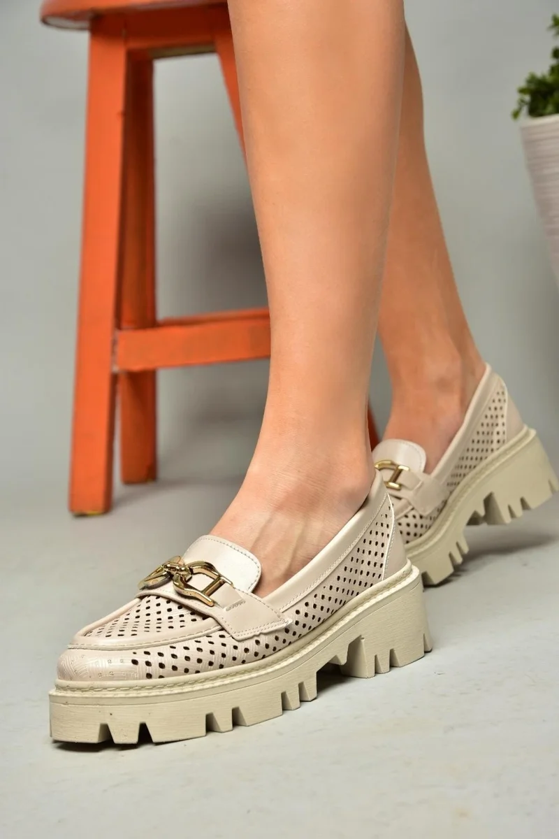 Fox Shoes S250242609 Beige Thick-Sole Women's Shoes