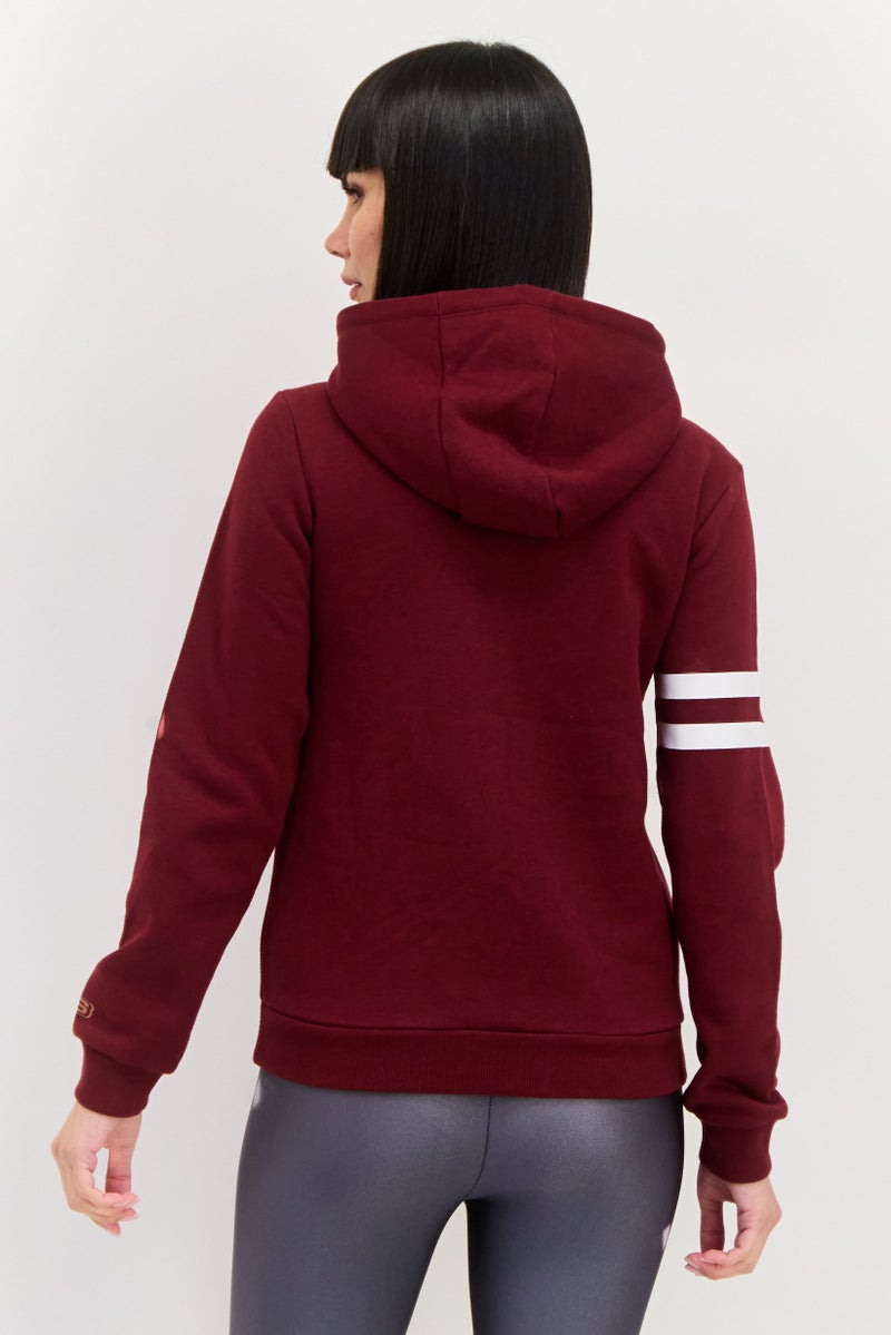 SKECHERS Women Sportwear Fit Graphic Long Sleeves Outdoor Hoodie, Maroon  - Image 4