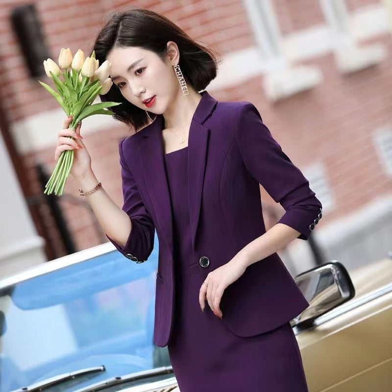 Business Wear Women's Suit Skirt New Autumn and Winter Long-Sleeved Suit High-End Slim Dress Work Clothes Two-Piece Set - Image 1