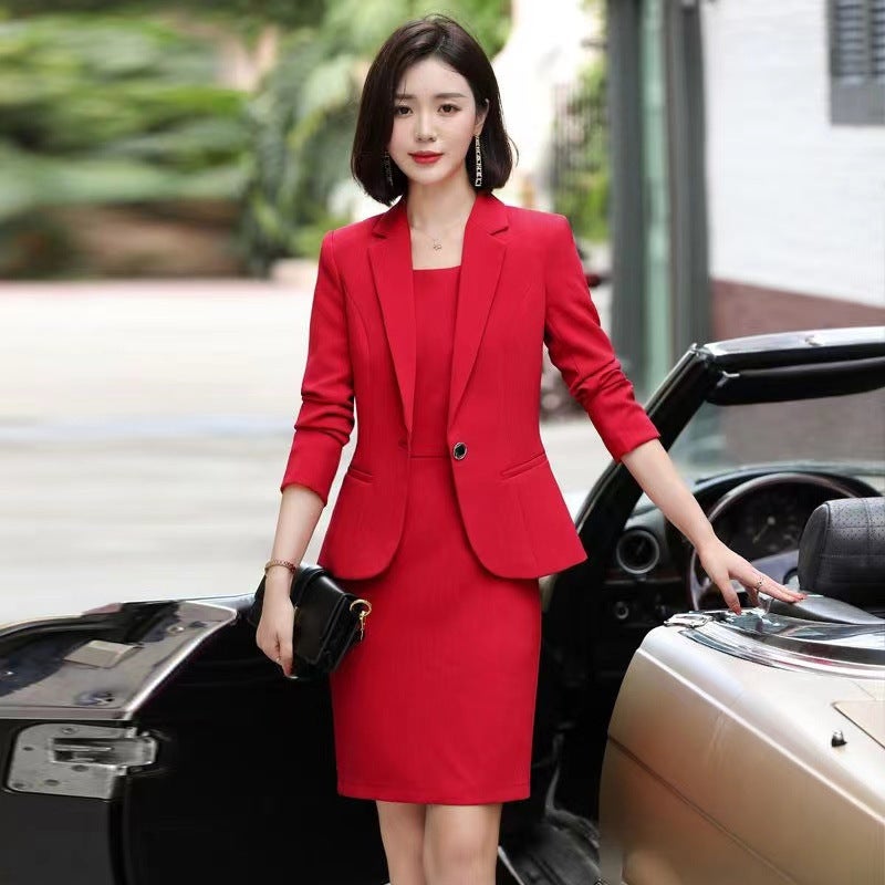 Business Wear Women's Suit Skirt New Autumn and Winter Long-Sleeved Suit High-End Slim Dress Work Clothes Two-Piece Set - Image 3
