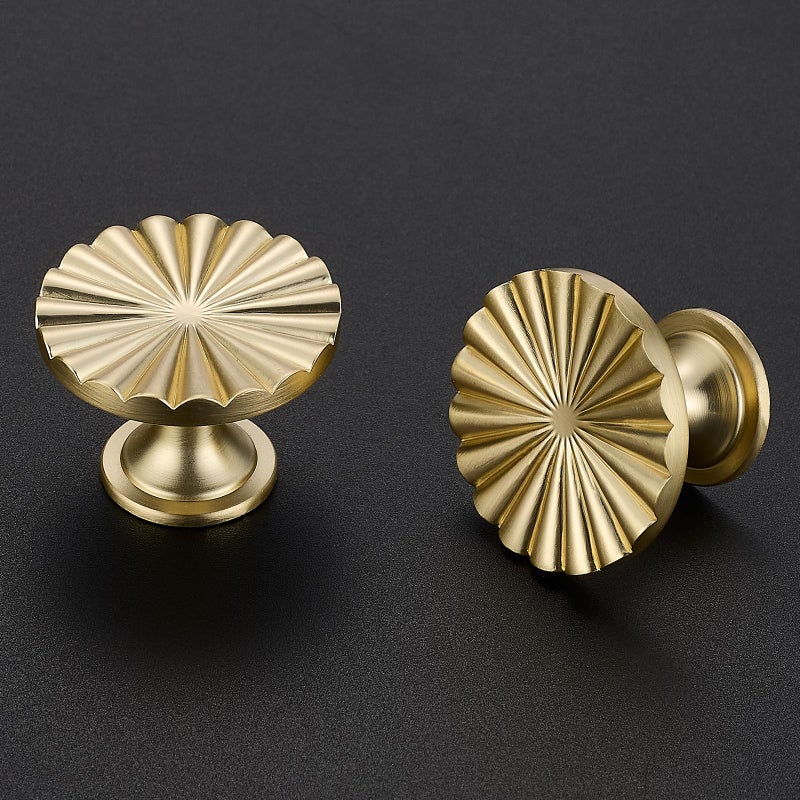Ravinte Decor 10 Pack Gold Cabinet Knobs Brushed Brass Dresser Knobs Zinc Alloy Dresser Hardware for Closet, Wardrobe and Cupboard Round Vintage Drawer Pulls - Image 2