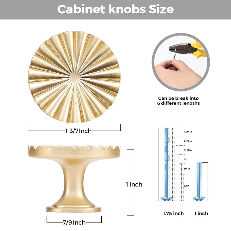 Ravinte Decor 10 Pack Gold Cabinet Knobs Brushed Brass Dresser Knobs Zinc Alloy Dresser Hardware for Closet, Wardrobe and Cupboard Round Vintage Drawer Pulls - Image 3