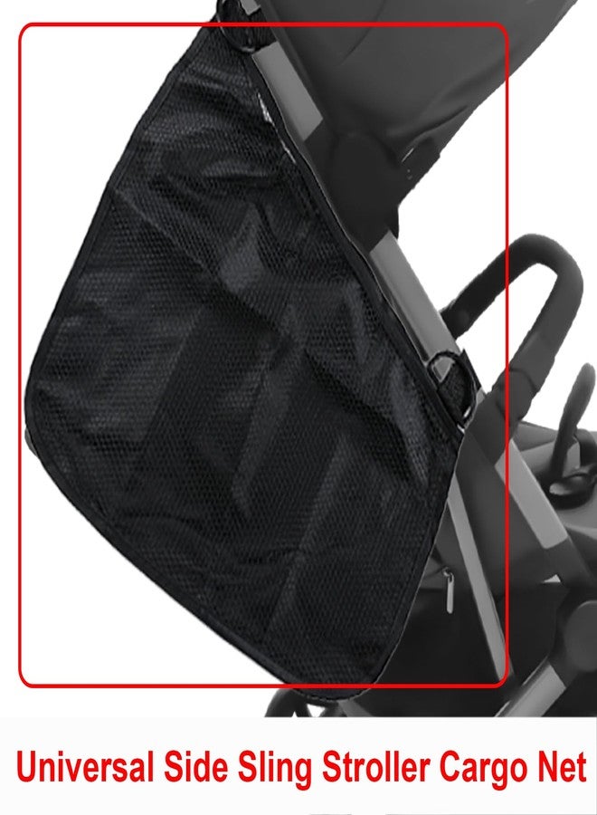 Anglepingping 2 Pack Universal Side Sling Stroller Cargo Net, Non-Slip and Adjustable Straps Storage Mesh Bag,Portable Mesh Storage Organizer (Black) - Image 5