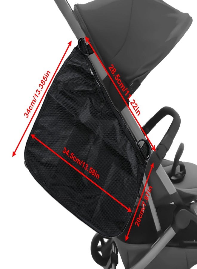 Anglepingping 2 Pack Universal Side Sling Stroller Cargo Net, Non-Slip and Adjustable Straps Storage Mesh Bag,Portable Mesh Storage Organizer (Black) - Image 2