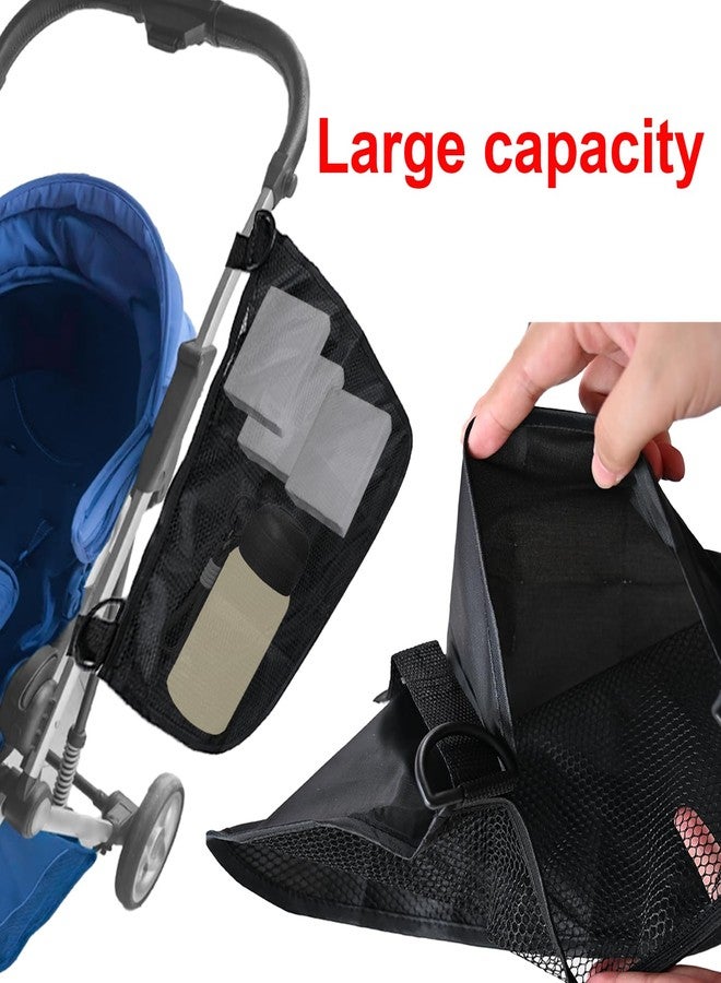 Anglepingping 2 Pack Universal Side Sling Stroller Cargo Net, Non-Slip and Adjustable Straps Storage Mesh Bag,Portable Mesh Storage Organizer (Black) - Image 4