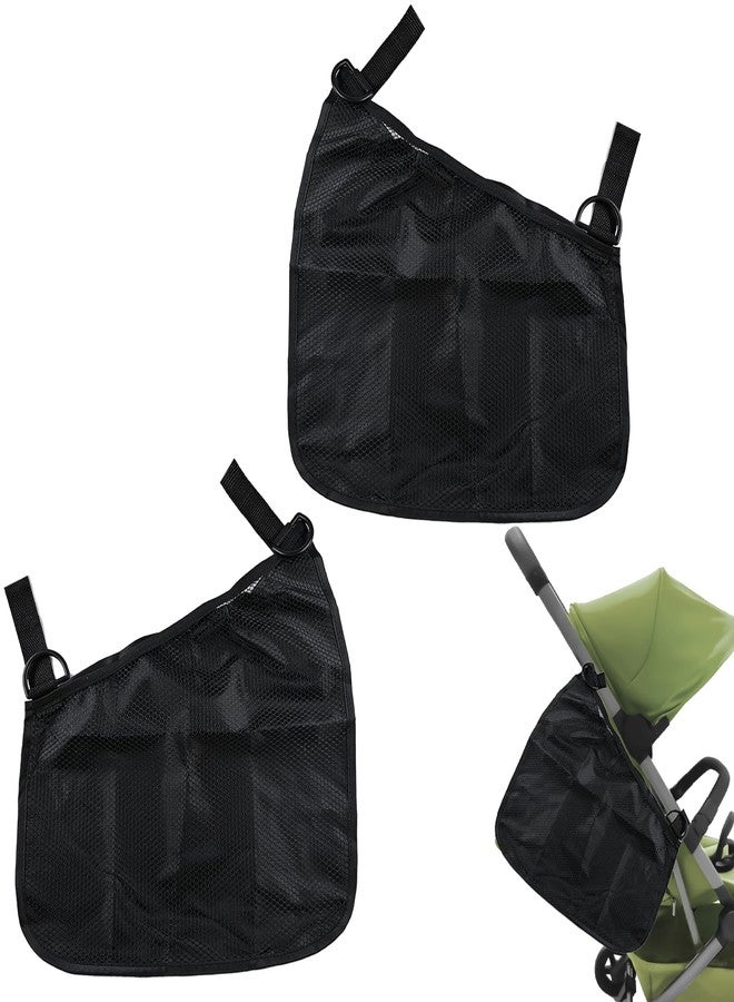 Anglepingping 2 Pack Universal Side Sling Stroller Cargo Net, Non-Slip and Adjustable Straps Storage Mesh Bag,Portable Mesh Storage Organizer (Black) - Image 1