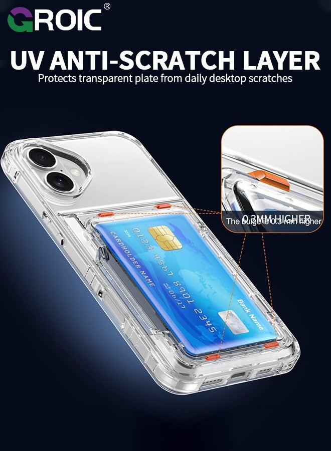 GROIC iPhone 16 Case Wallet Clear Flip Cover Kickstand 4 Card Back Pocket Credit Card Holder ID Slot Rugged TPU Bumper PC Hard Plustective Armor Hybrid Shell for iPhone 16  - Image 4