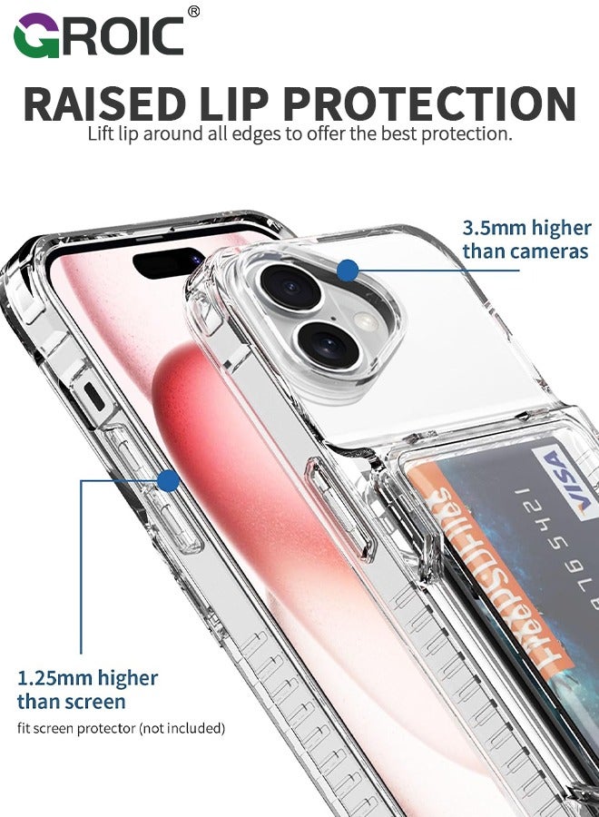 GROIC iPhone 16 Case Wallet Clear Flip Cover Kickstand 4 Card Back Pocket Credit Card Holder ID Slot Rugged TPU Bumper PC Hard Plustective Armor Hybrid Shell for iPhone 16  - Image 5