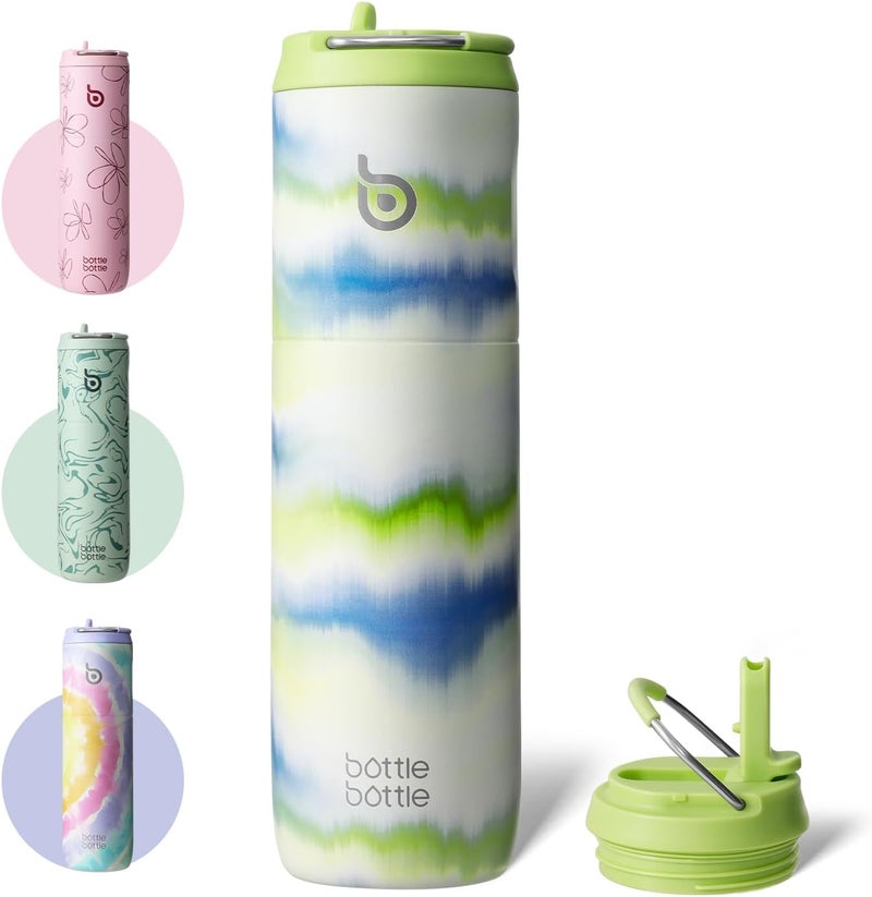 BOTTLE BOTTLE 24oz(700ml) Insulated Water Bottle with Straw Lid and Handle for Sports, Travel, Double Walled Stainless Steel Bottles, BPA Free (Fog) - Image 1