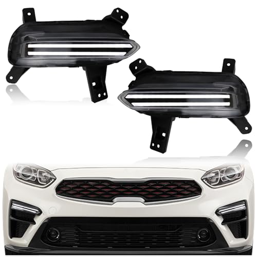 KEEGTBOX Switchback White/Amber LED DRL Front Fog Lamp Daytime Running Light Sequential Flash Turn Signal Feature Compatible with KIA Forte Sedan 2019 2020 2021 Accessories - Image 1