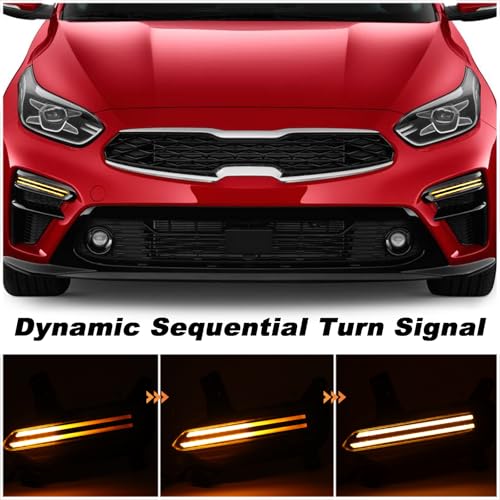 KEEGTBOX Switchback White/Amber LED DRL Front Fog Lamp Daytime Running Light Sequential Flash Turn Signal Feature Compatible with KIA Forte Sedan 2019 2020 2021 Accessories - Image 3