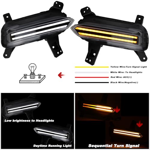 KEEGTBOX Switchback White/Amber LED DRL Front Fog Lamp Daytime Running Light Sequential Flash Turn Signal Feature Compatible with KIA Forte Sedan 2019 2020 2021 Accessories - Image 4