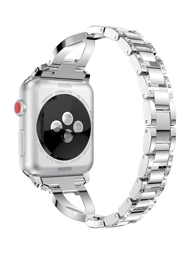 NIBEMINENT Replacement Bling Strap X-Link For Apple Watch Nike+/Series 1/2/3/Sport 42mm Silver - Image 5