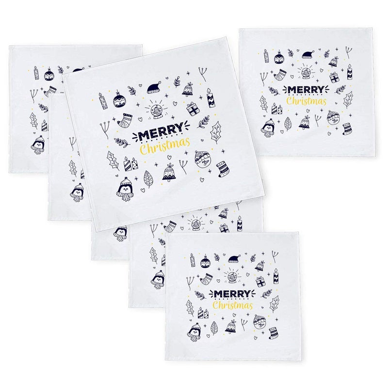 Khakee 6 Pcs Christmas Theme Tafta Silk Table Napkins 10x 10 for Xmas Decoration Christmas OrnamentsChristmas Gift npxmas105P - Image 1