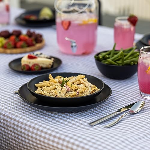 Grow Forward Premium Wheat Straw Pasta Bowls - 30oz Unbreakable Wide & Shallow Dinner Plate Bowls Set of 6 - Microwave Safe Reusable Plastic Pasta Bowls for Kids, Adults, Salad, Camping, RV - Midnight - Image 2
