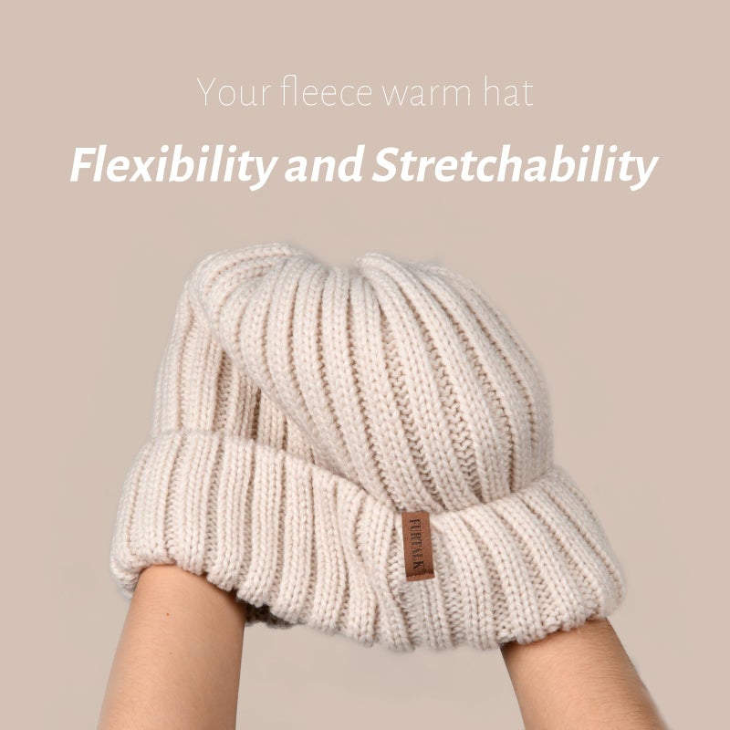 FURTALK Winter Hats for Women Fleece Lined Beanie Knit Chunky Womens Snow Cap - Image 2