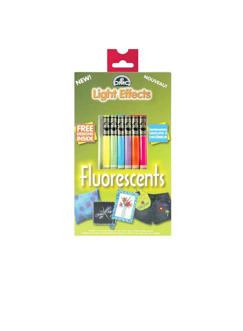 DMC Light Effects Floss Pack 8.7yd 6/Pkg Fluorescent - Image 1