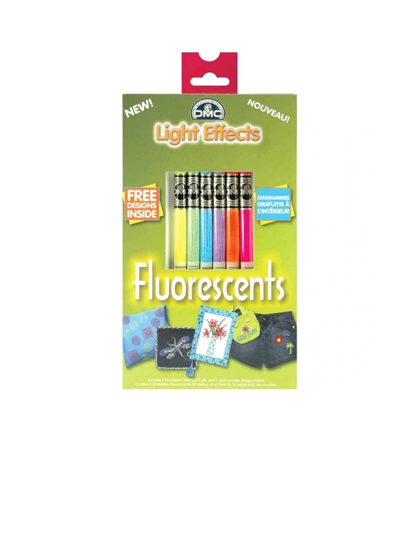 DMC Light Effects Floss Pack 8.7yd 6/Pkg Fluorescent - Image 3