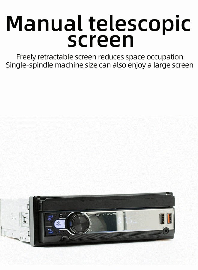 XUTIANZE Electric retractable 7-inch screen touch screen car MP5 player support location to find the car / dual USB port / AUX port / FM radio / seven-color button light / reverse camera - Image 5