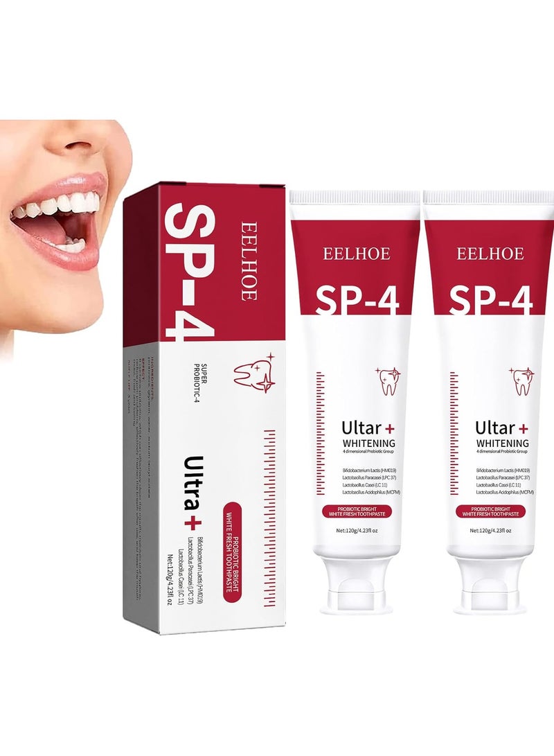 EELHOE Sp4 Fresh Breath Toothpaste, Sp 4 Toothpaste Whitening, SP-4 Whitening Toothpaste, Sp-4 Probiotic Toothpaste for Whitening, Stain-Removing Probiotic Toothpaste, Fresh Breath Toothpaste 2pcs - Image 1