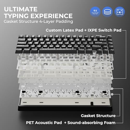 HITIME x XVX M67 Wireless 60% Percent Keyboard, QMK/VIA Topographic Gaming Keyboard, Tri-Mode Thocky Creamy Mechanical Key board, Hot Swappable Gasket Mount RGB IMD Tech for Win/Mac, Miami Theme, Black - Image 5