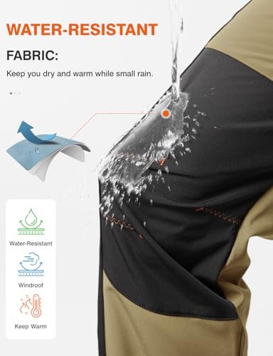 TBMPOY Men's Snow Ski Hiking Pants Waterproof Winter Fleece Lined Pants Camping Skiing Ice Fishing Pants with Belt 02 Thick Khaki 3XL - Image 5