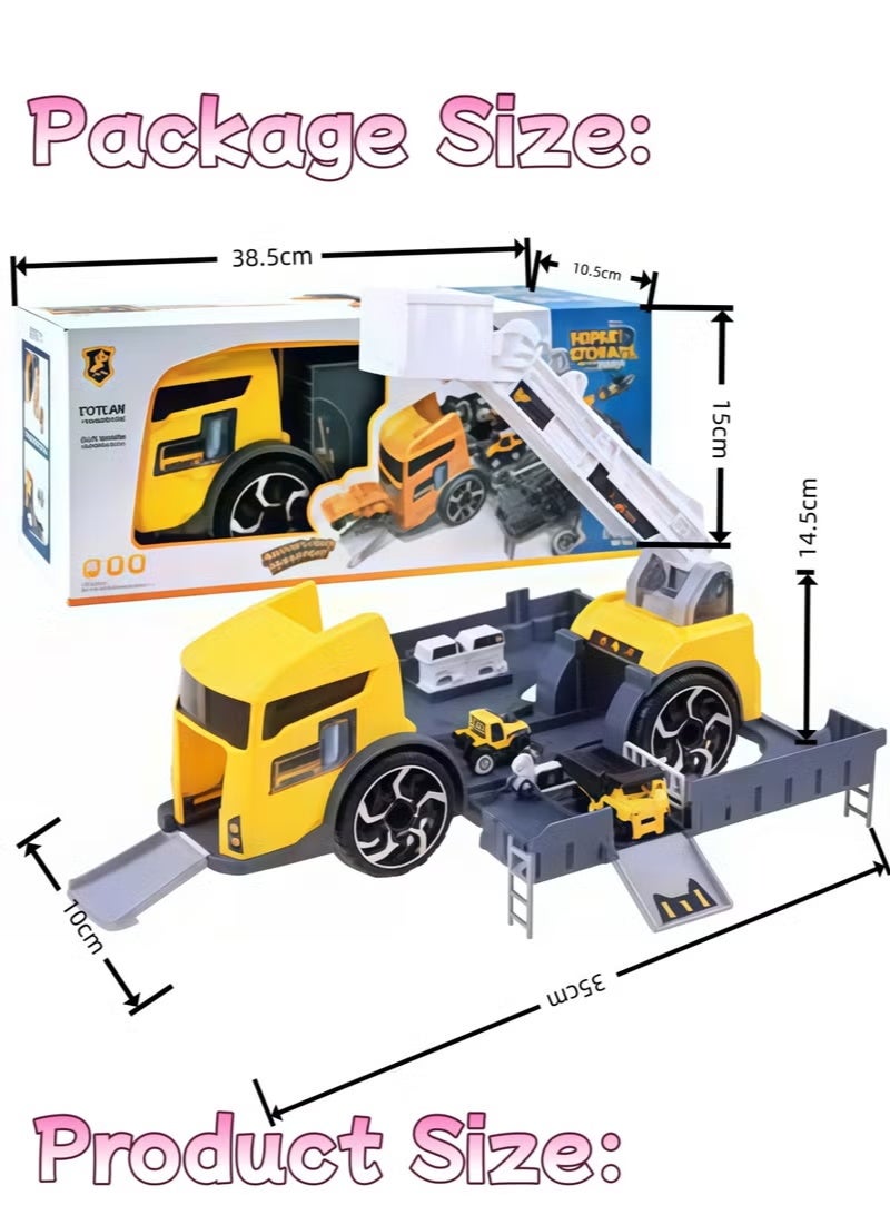 Vixplorn Engineering Vehicles Toy Set, Construction Truck Toys Set, 2-in-1 Hobby Car Toy, Transformation Toy Car, Friction Powered Construction Car, Multifunction Engineering Vehicle Model with Mini Cars, Kids Boys Girls Construction Toy Set, Pretend Play Engineering Trucks, Educational Construction Vehicles, Gift Toy for Children - Image 2