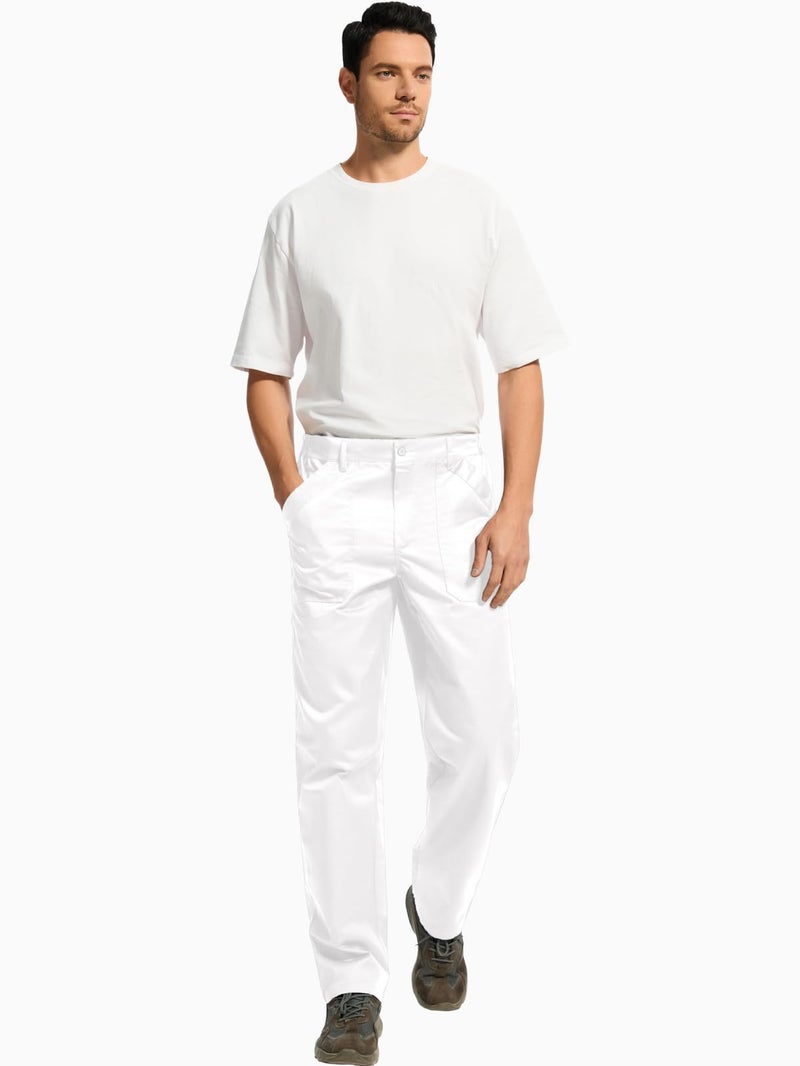 WORK IDEA Men's Relaxed Fit Work Pants Lightweight for Painter, Decoration, White, XL - Image 5